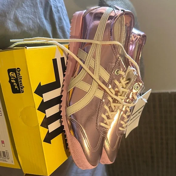 Onitsuka Tiger by Asics Metallic Pink and Cream Sneakers - Picture 2 of 5